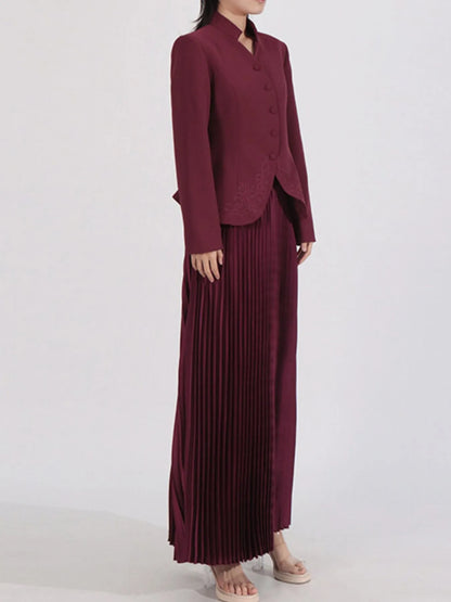 Button Up Long Sleeve Top and Pleated Skirt Set See size chart under “more details” The Fashion Celestial