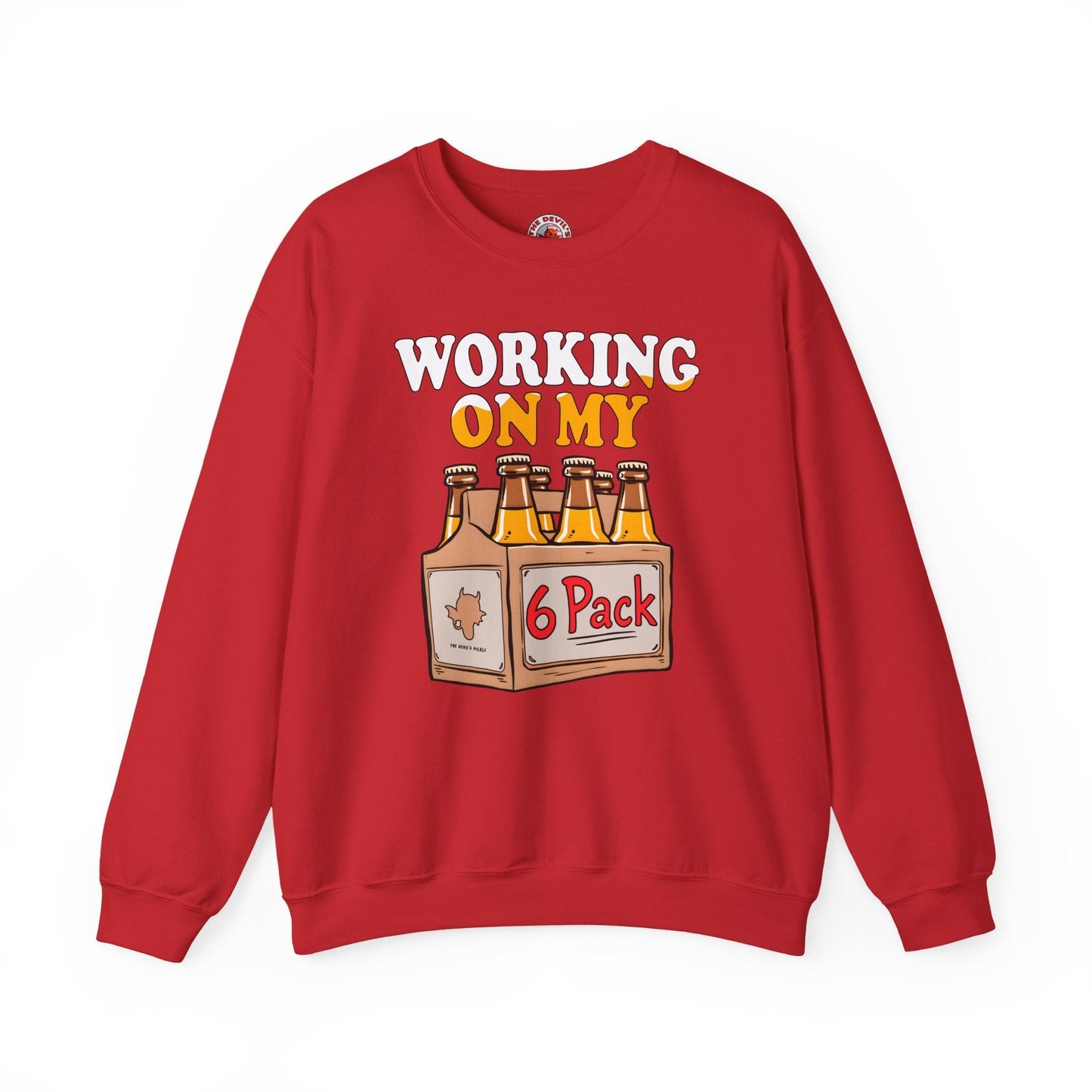 Working On My 6 Pack Crewneck Sweatshirt The Devil's Pickle
