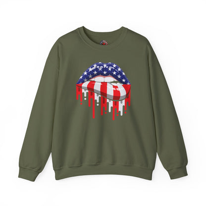 American Flag Lips Crewneck Sweatshirt The Devil's Pickle