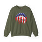 American Flag Lips Crewneck Sweatshirt The Devil's Pickle