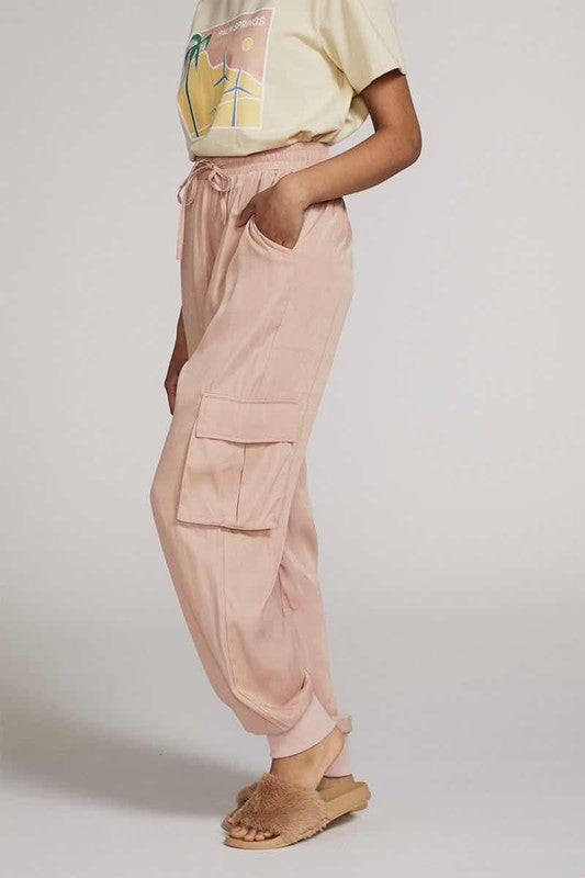 Textured satin cargo pants See size chart under “more details” The Fashion Celestial