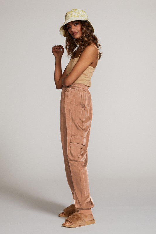Textured satin cargo pants See size chart under “more details” The Fashion Celestial