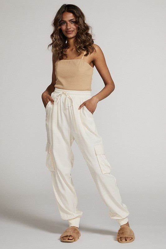 Textured satin cargo pants See size chart under “more details” The Fashion Celestial