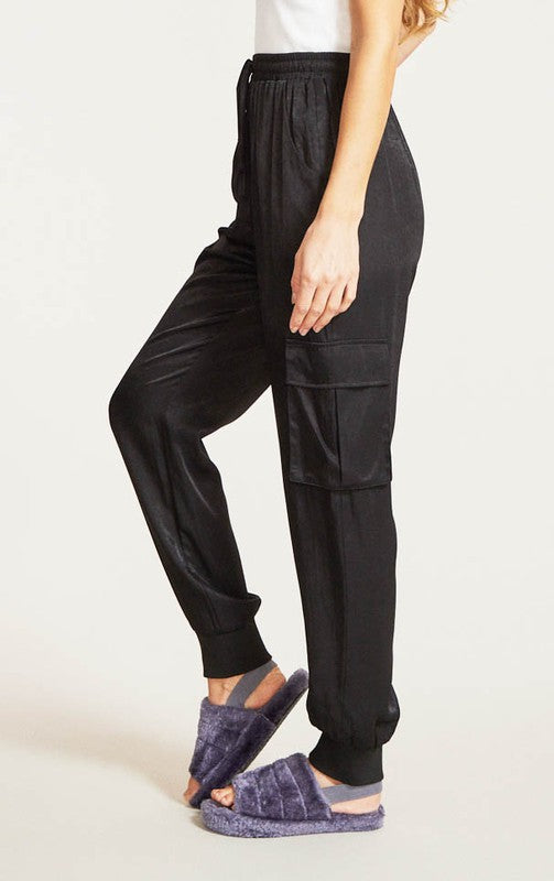 Textured satin cargo pants See size chart under “more details” The Fashion Celestial