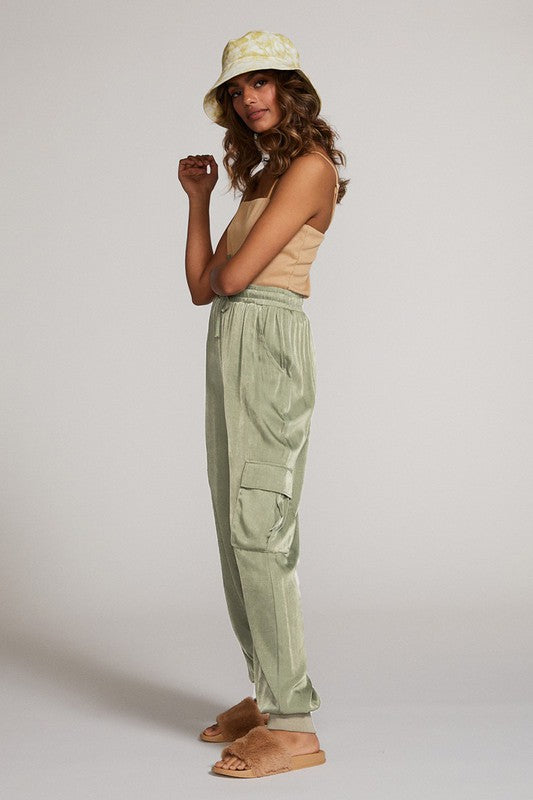 Textured satin cargo pants See size chart under “more details” The Fashion Celestial