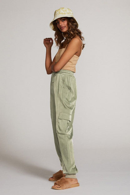 Textured satin cargo pants See size chart under “more details” The Fashion Celestial