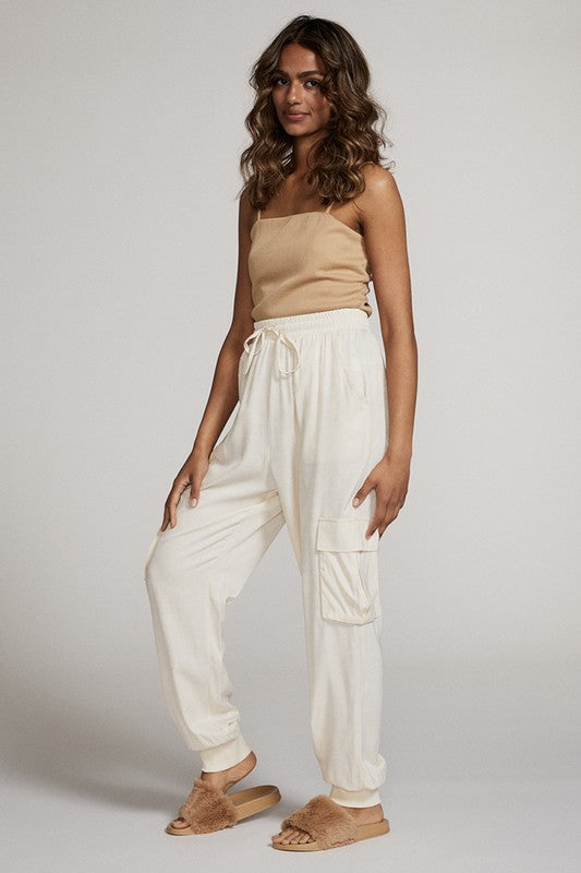 Textured satin cargo pants See size chart under “more details” The Fashion Celestial
