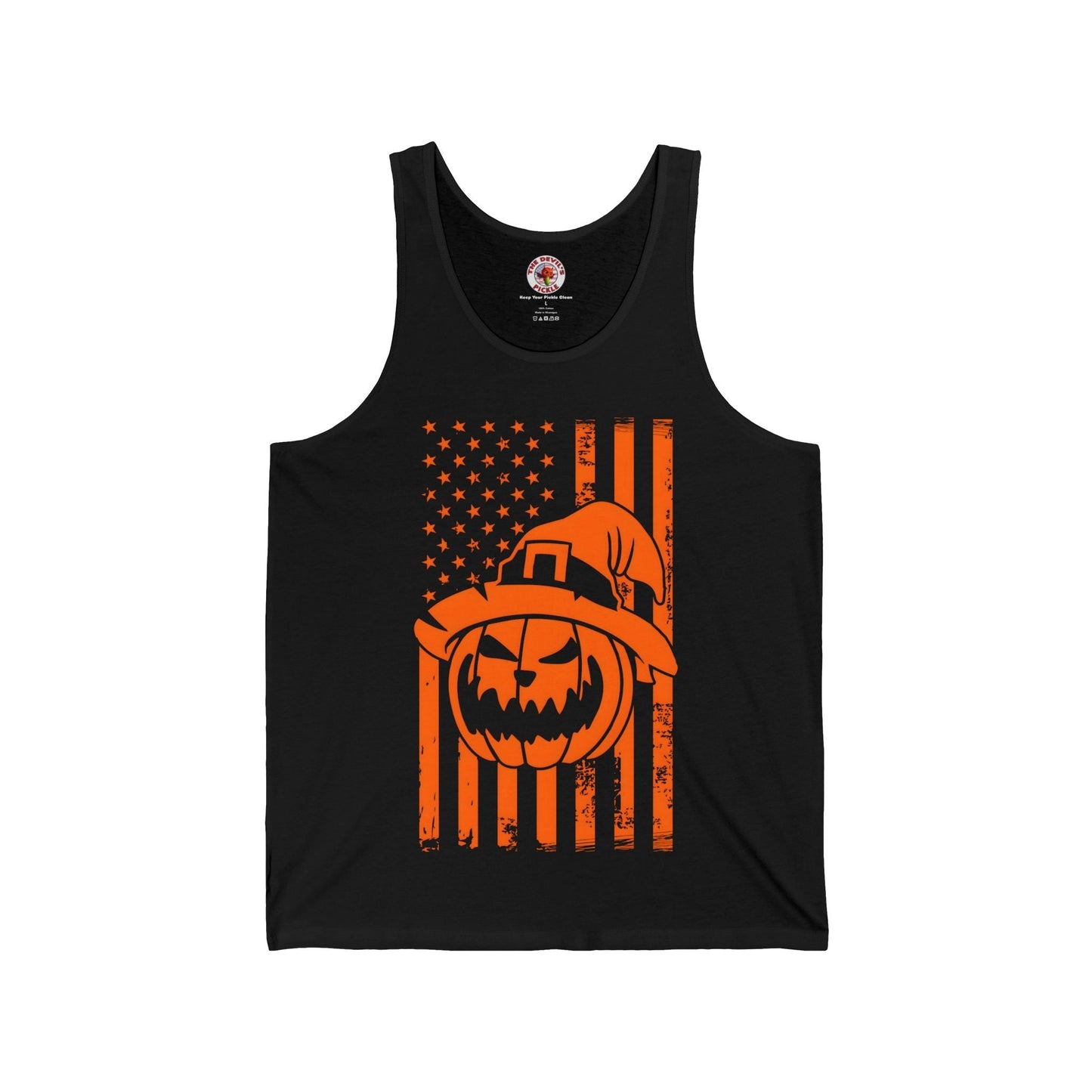Pumpkin American Flag Tank Top The Devil's Pickle