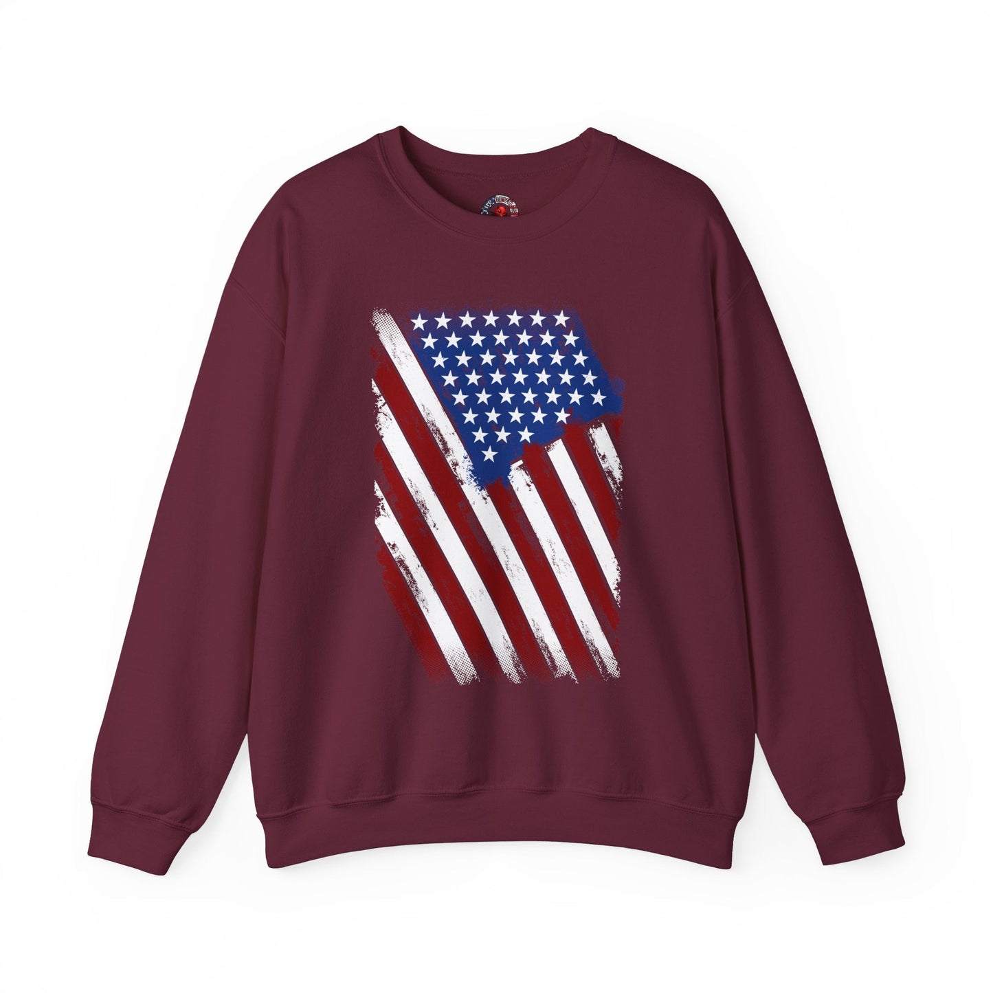 Distressed American Flag Crewneck Sweatshirt The Devil's Pickle