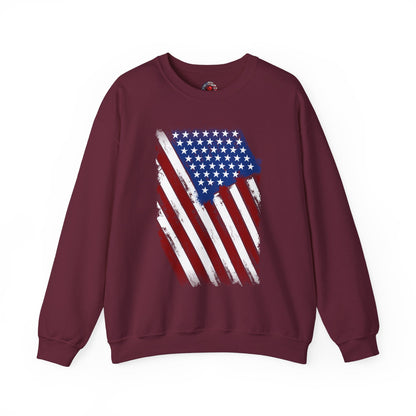 Distressed American Flag Crewneck Sweatshirt The Devil's Pickle