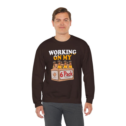Working On My 6 Pack Crewneck Sweatshirt The Devil's Pickle