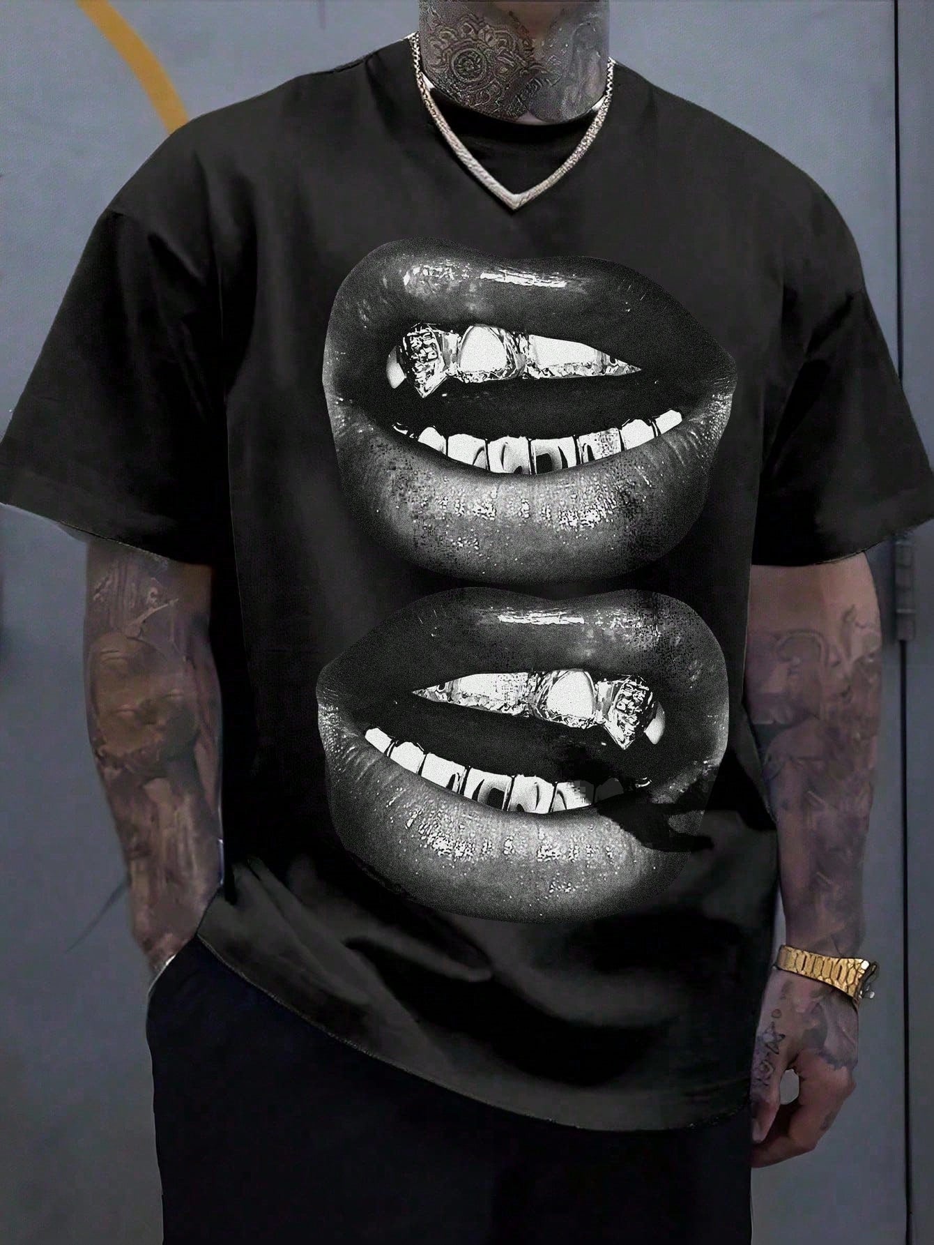 Tooth Drill Mouth Trendy Brand Short-Sleeve Loose Hip-Hop Streetwear Casual Couple T-Shirts New Era Fashion LLc