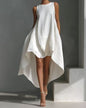 Sleeveless High-Low Irregular Hem Linen Blend Dress – Women's Summer Dress FitiqueFit