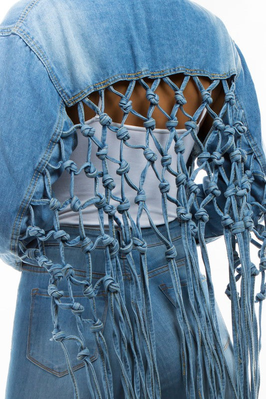 WOMEN FASHION DENIM CROP JACKET BY CLAUDE