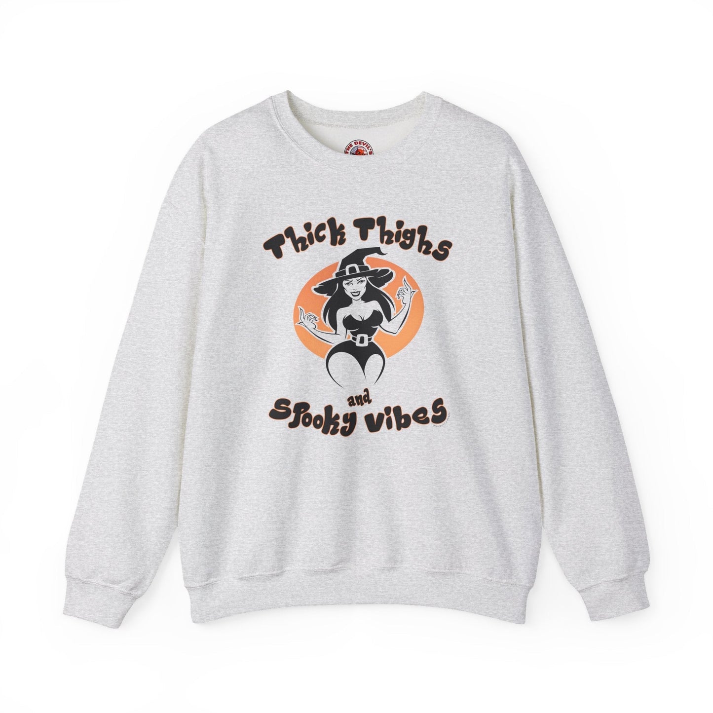 Thick Thighs and Spooky Vibes Crewneck Sweatshirt The Devil's Pickle