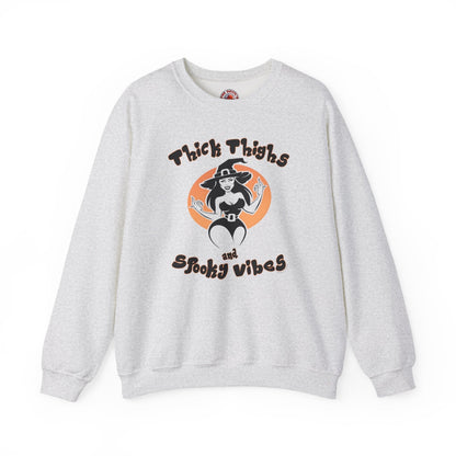 Thick Thighs and Spooky Vibes Crewneck Sweatshirt The Devil's Pickle