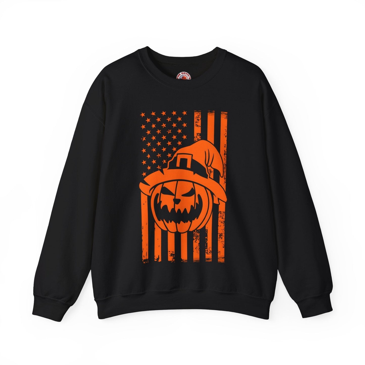 Pumpkin American Flag Crewneck Sweatshirt The Devil's Pickle