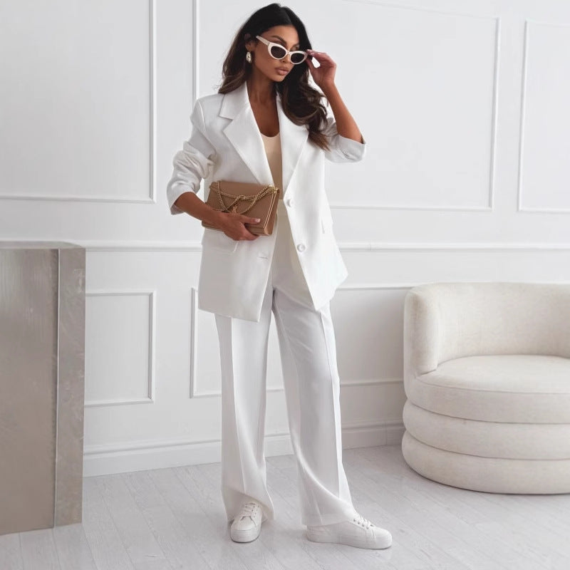 Women's Professional Blazer & Trousers Suit Set – Long Sleeve, Full Length FitiqueFit