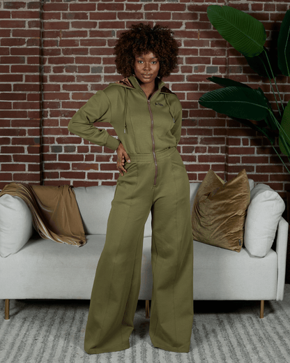 Green Satin Lined Jumpsuit KINApparel