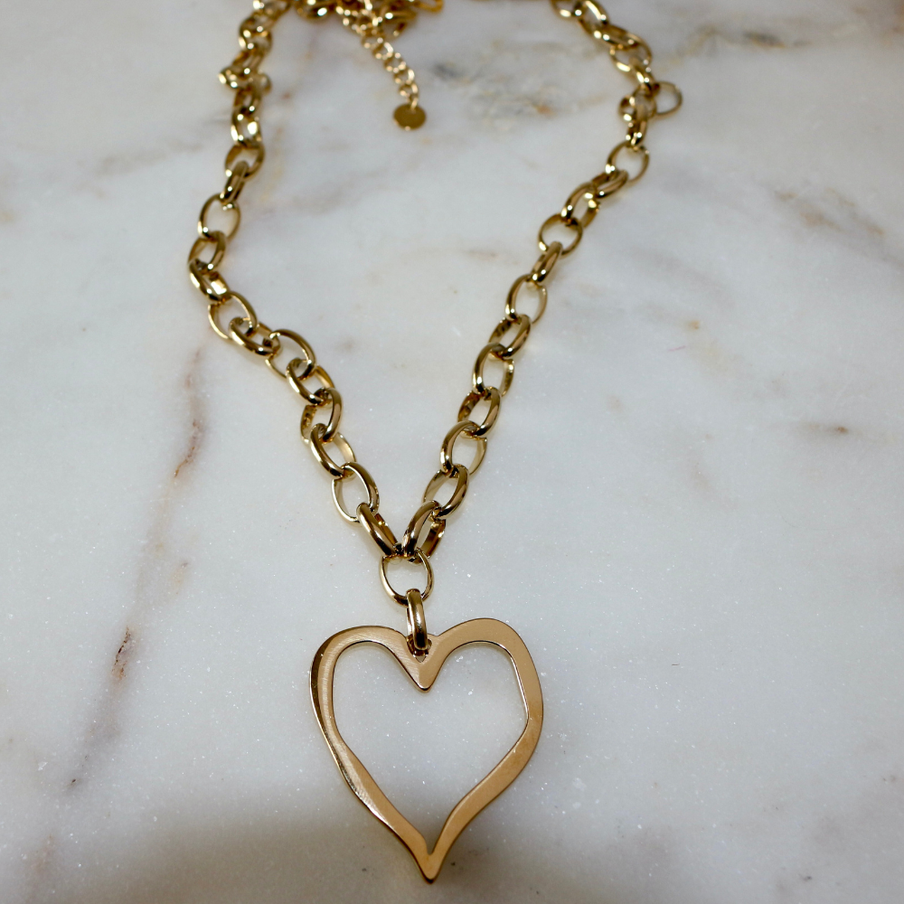 Open Heart Necklace - Heart Pendant Necklace - Stainless Steel - Gold & Silver Deep South Originals