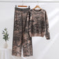 Knitting Patterns Two-piece Set Pullover Long Sleeve Sweater High Waist Wide Leg Top Suit Grayceful LLC