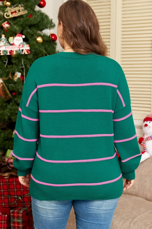 Plus Size Stripe Half Button Drop Shoulder Sweater Shop Style & More | Fresh Looks, Everyday Deals & Free Shipping