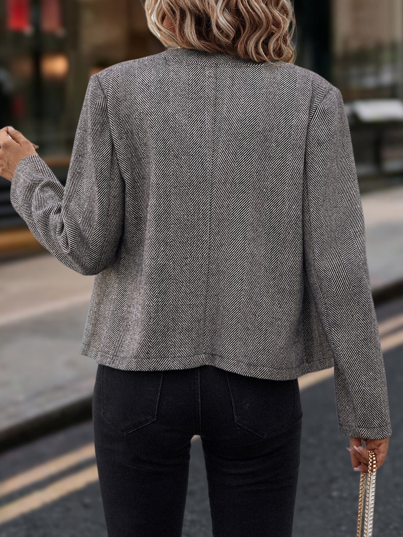 Women's Herringbone Double-Breasted Slim Jacket FitiqueFit