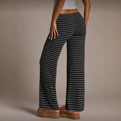 Women’s Striped Wide Leg Flared Casual Pants FitiqueFit