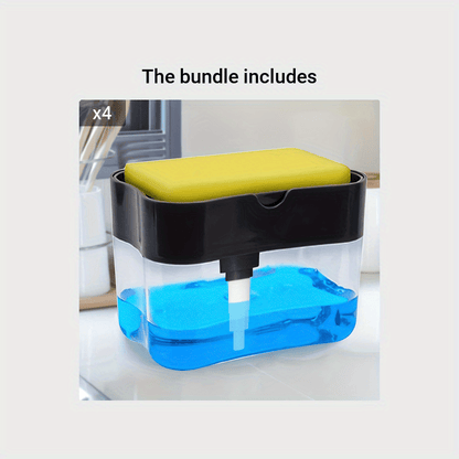 Modern Space-Themed • 1pc ABS Plastic Dish Soap Dispenser • Sponge Holder • Lightweight Square Kitchen Sink Accessory • Hand Wash Only • Solid Color Design NovaCart