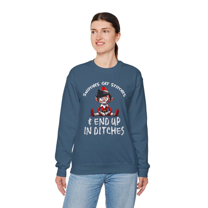 Snitches Get Stitches Crewneck Sweatshirt The Devil's Pickle