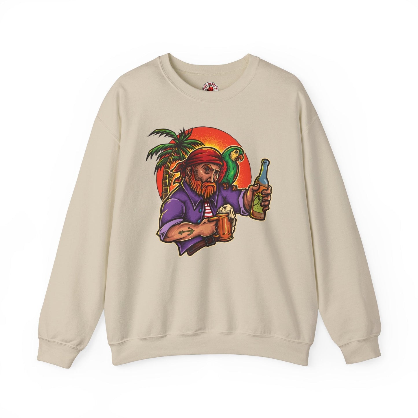 Sunset Pirate Beer Crewneck Sweatshirt The Devil's Pickle