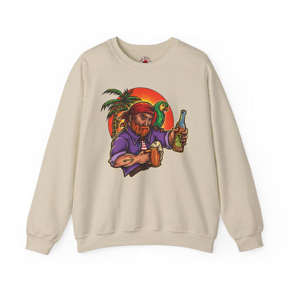 Sunset Pirate Beer Crewneck Sweatshirt The Devil's Pickle