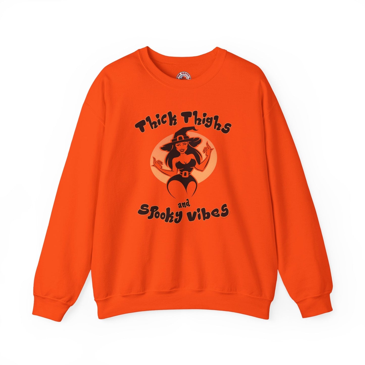 Thick Thighs and Spooky Vibes Crewneck Sweatshirt The Devil's Pickle