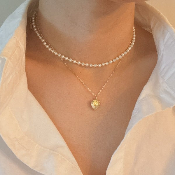 Pearls And Heart Locket Layered Necklace Shop Style & More | Fresh Looks, Everyday Deals & Free Shipping