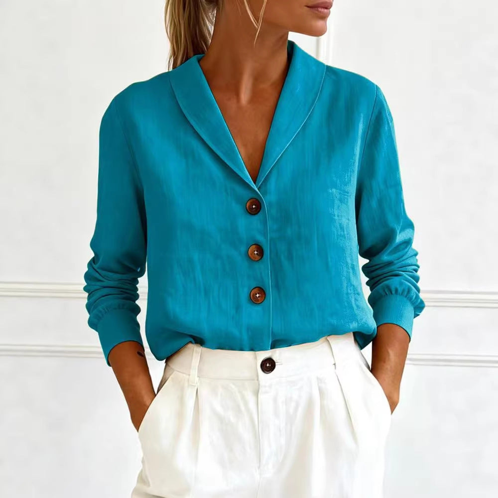 Women's Cotton-Linen Peter Pan Collar Button-Up Shirt – 6 Colors S–3XL FitiqueFit