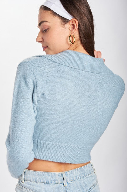 WIDE COLLAR CROPPED CARDIGAN Shop Style & More | Fresh Looks, Everyday Deals & Free Shipping