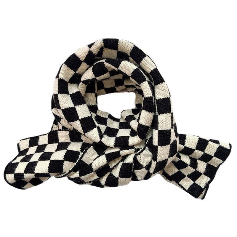 Cowgirl Chic Checkerboard Knitted Scarf – Stylish Winter Accessory for Cowgirls Country in My Heart