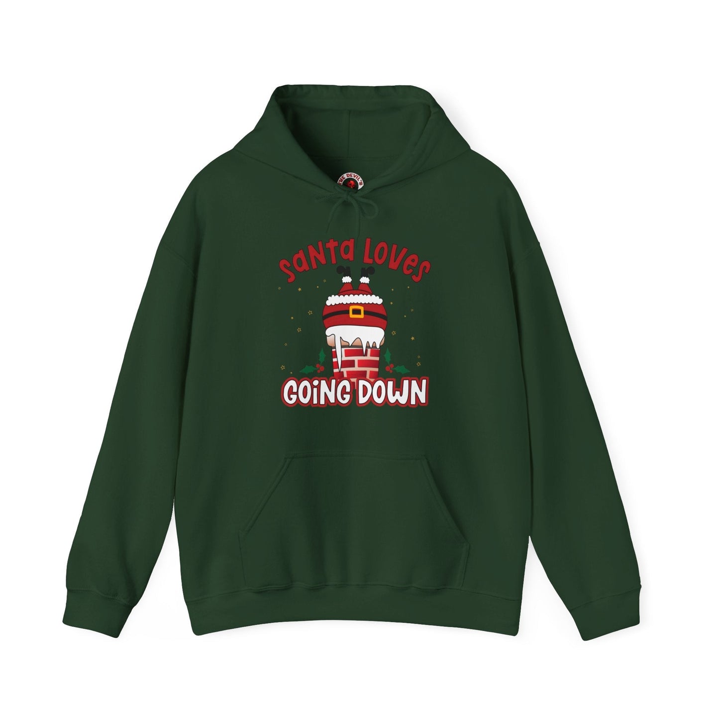 Santa Loves Going Down Hooded Sweatshirt The Devil's Pickle