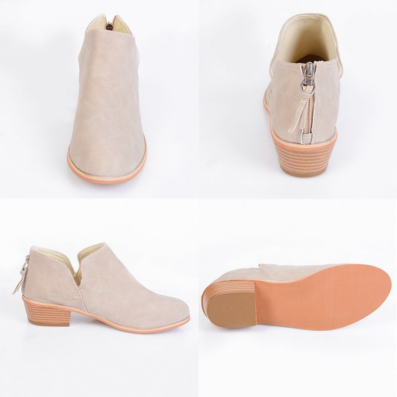 Women's Retro Chunky Heel Ankle Boots – Block Heel Faux Suede FitiqueFit
