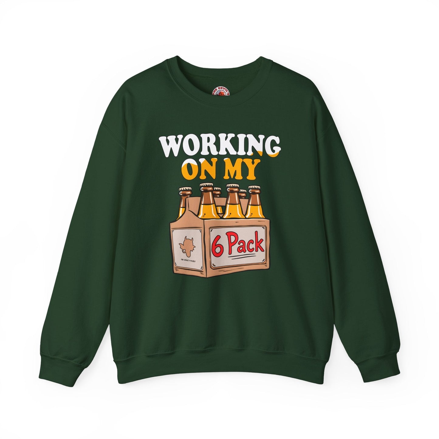 Working On My 6 Pack Crewneck Sweatshirt The Devil's Pickle