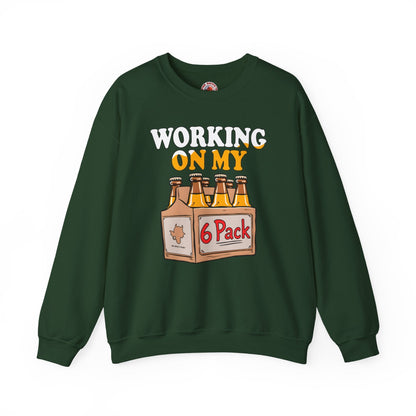 Working On My 6 Pack Crewneck Sweatshirt The Devil's Pickle