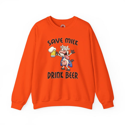 Save Milk Drink Beer Crewneck Sweatshirt The Devil's Pickle