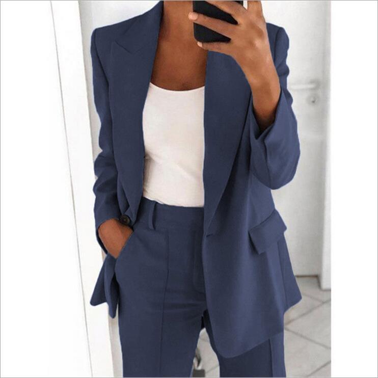 Lapel Blazer & Slim-Fit Trousers Two-Piece Suit – 10 Colors XS–5XL FitiqueFit