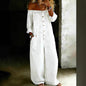 Women's Off-Shoulder Washed Faux Denim Strap Overalls Jumpsuit FitiqueFit