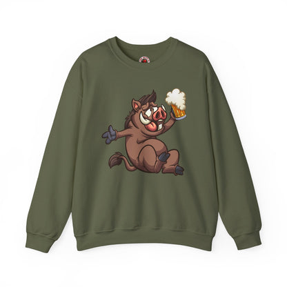 Beer Drinking Boar Crewneck Sweatshirt The Devil's Pickle