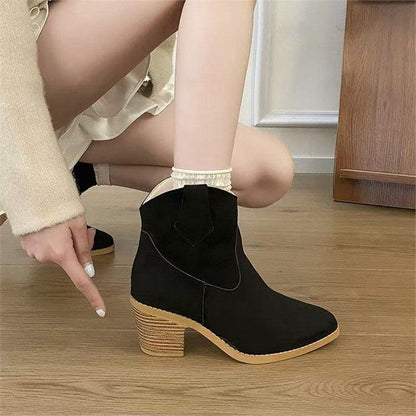 Women’s Retro Sock Cuff Booties – Stylish Ankle Boots with Stretch Cuff FitiqueFit
