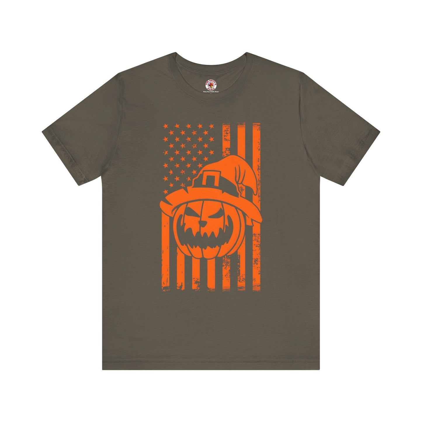 Pumpkin American Flag T-Shirt The Devil's Pickle