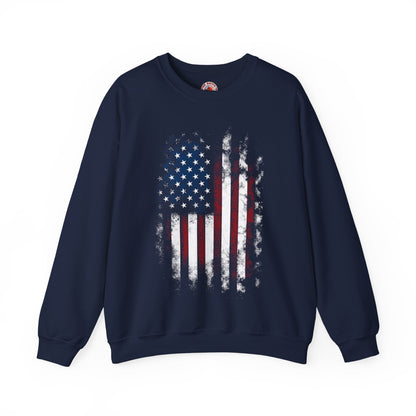 Distressed American Flag Crewneck Sweatshirt The Devil's Pickle