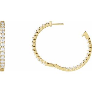 14K Yellow 4 CTW Lab-Grown Diamond Inside-Outside Hinged 36 mm Hoop Earrings Ethereal Legacy Boutiques
