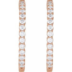 14K Rose 4 CTW Natural Diamond Inside-Outside Hinged 36 mm Hoop Earrings Ethereal Legacy Boutiques